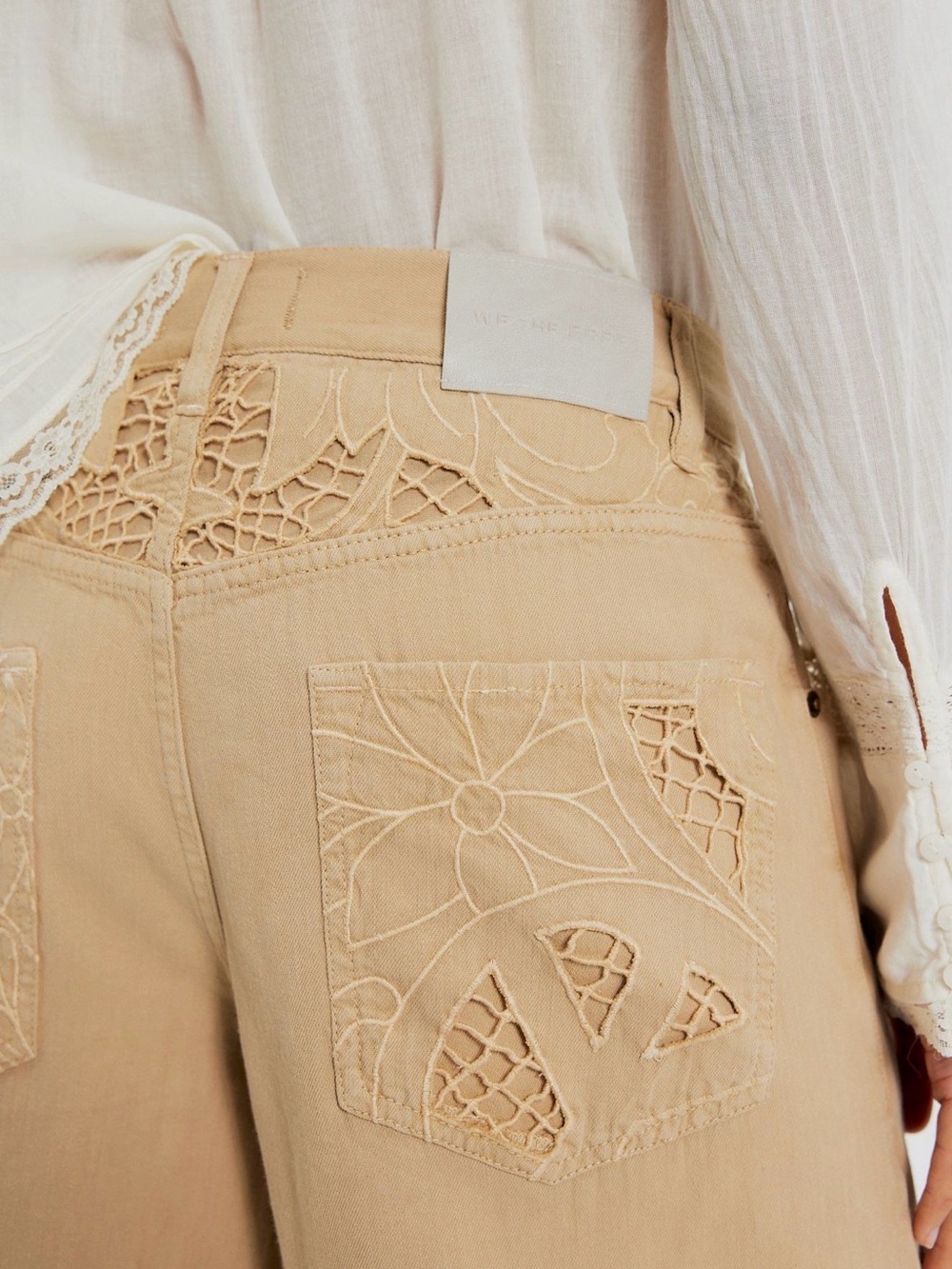 Free People We The Free Cut To The Chase Flare Jeans in Antique Lace, NWT - Picture 3 of 7